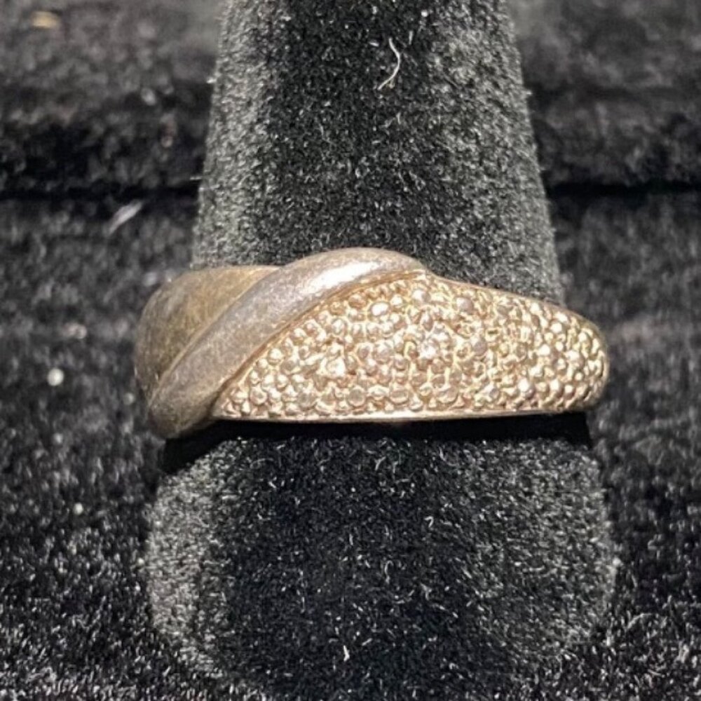 Ring 2 Diamonds Meda Sterling Silver Stamped 925 Vintage Jewelry